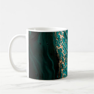 Mug Fluide acrylique. Fluide vert foncé en oc abstrait