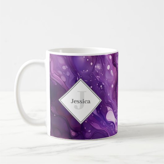 Mug Fluide violet monogramme Art violet violet vibre (Gauche)