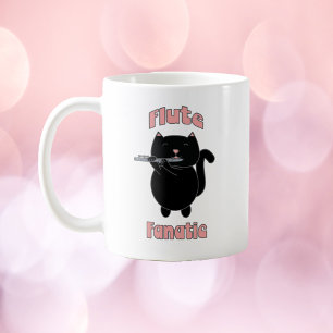 Mug Flute Fanatique Chat noir amusant