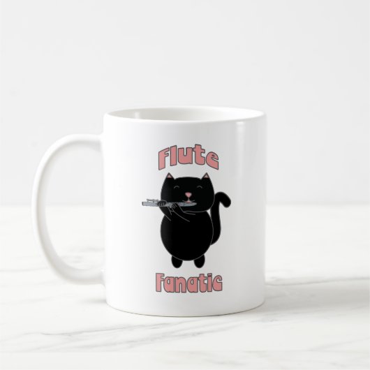 Mug Flute Fanatique Chat noir amusant (Gauche)