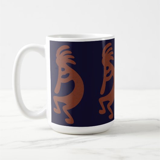 Mug Flûte Jouer Kokopelli Figure - Bleu sur rouille Ro (Gauche)