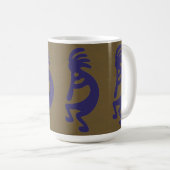 Mug Flûte Jouer Kokopelli Figure - Bleu sur Vert (Devant droit)
