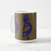 Mug Flûte Jouer Kokopelli Figure - Bleu sur Vert (Devant gauche)