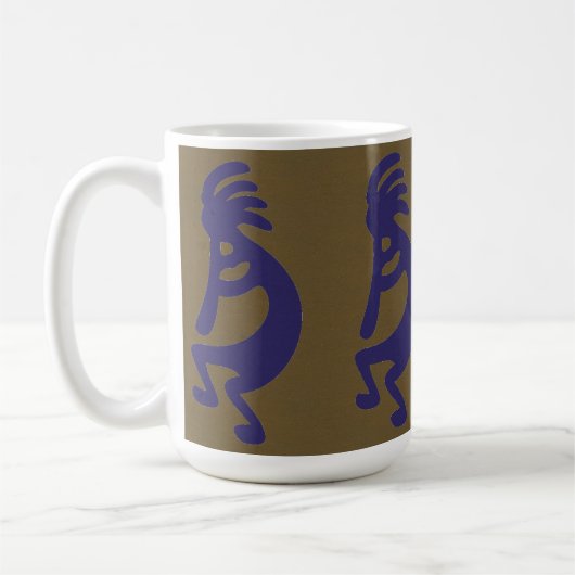 Mug Flûte Jouer Kokopelli Figure - Bleu sur Vert (Gauche)