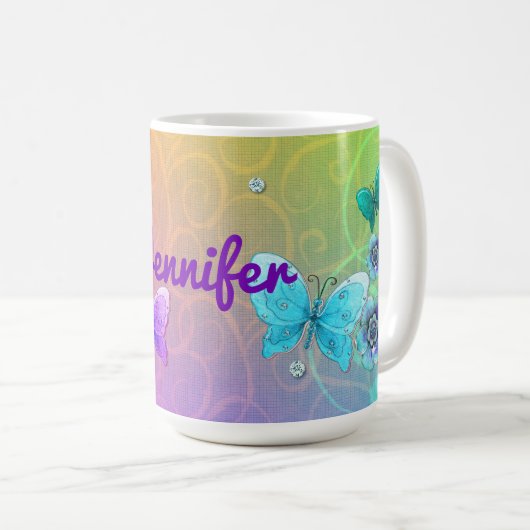 Mug Flutterby Graffiti bijoux PERSONNALISÉ (Devant droit)