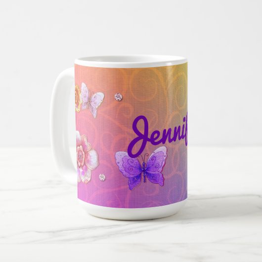 Mug Flutterby Graffiti bijoux PERSONNALISÉ (Devant gauche)