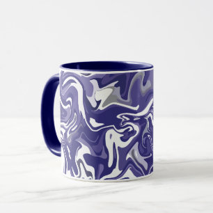 Mug Flux Abstrait avec bleu marine, blanc et gris