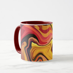 Mug Flux Abstrait jaune, orange et rouge vif