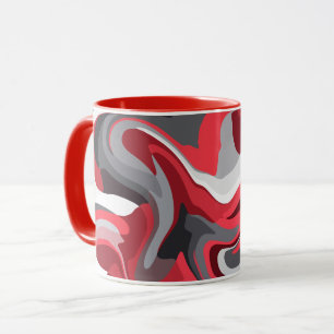 Mug Flux de couleur rouge, blanc et gris abstrait