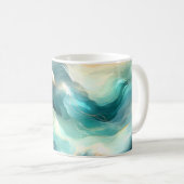 Mug Flux d'océan doré Vagues abstraites (Devant droit)