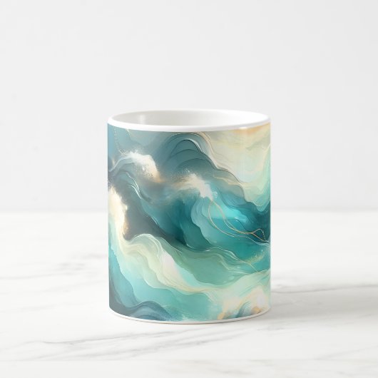 Mug Flux d'océan doré Vagues abstraites (Centre)