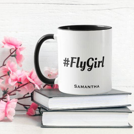 Mug #FlyGirl Typographie, Simple, Personnalisé Moderne