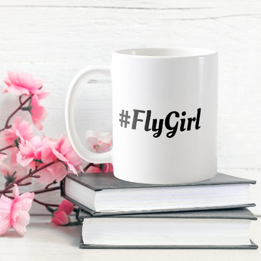 Mug #FlyGirl Typographie Voyage simple, moderne