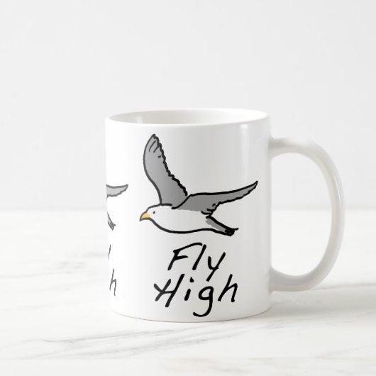 Mug Flying Bird. Mouette mouillée en vol. (Droite)