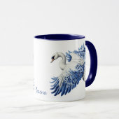 Mug Flying Blue Swan Floral Monogram (Devant droit)