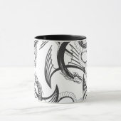 Mug Flying Dragon in dark gray and white. (Centre)