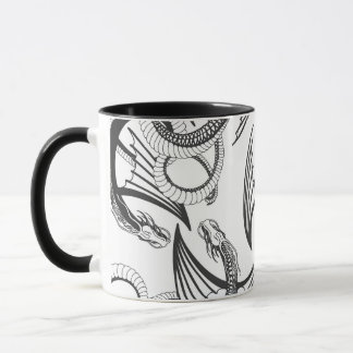 Mug Flying Dragon in dark gray and white.