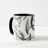 Mug Flying Dragon in dark gray and white. (Devant gauche)