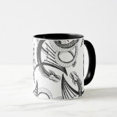 Mug Flying Dragon in dark gray and white. (Devant droit)