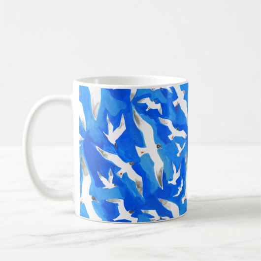 Mug Flying seagulls on sky blue (Gauche)