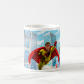 Mug Flying Superhero Comic Style rouge et jaune héros (Centre)