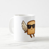 Mug Flying Toast with Wings Cute Cartoon Illustration (Devant gauche)