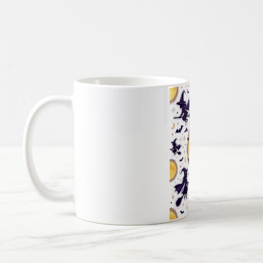 Mug Flying Witches Full Moon Halloween Pattern (Gauche)