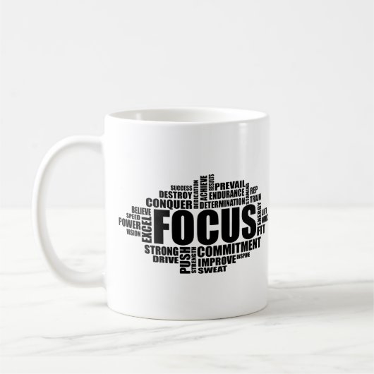 Mug FOCUS – Conception de nuage de mots motivationnels (Gauche)