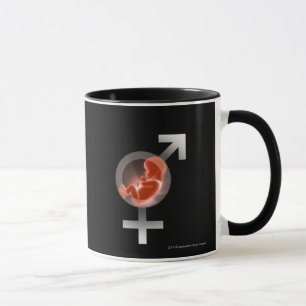 Mug Foetus superposé au-dessus des symboles masculins