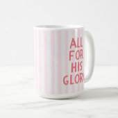 Mug Foi chrétienne rayure rose Bible Citation Mignonne (Devant droit)