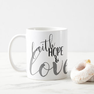 Mug Foi, Espérance & Amour | Cadeau de Foi Noir et Gri