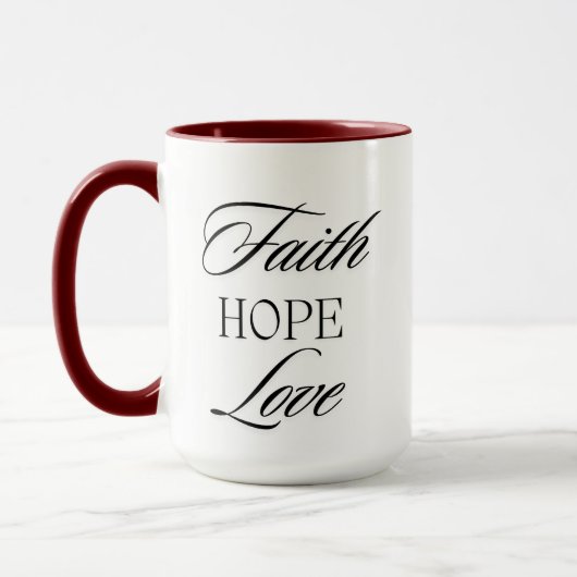 Mug Foi, Espoir Amour Design minimaliste (Gauche)