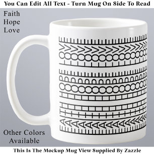 Mug Foi Espoir Amour Noir & Blanc Message Caché