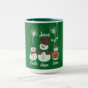 Mug Foi, Espoir et Amour : Un Noël de bonhomme de neig