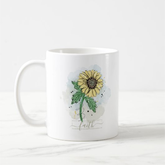 Mug Foi Fleur Aquarelle Jaune (Gauche)