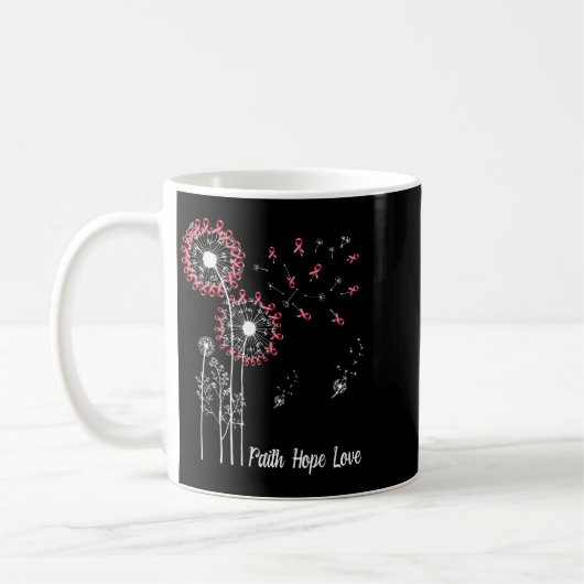 Mug Foi Foi Espoir Amour Cancer du sein Dandelion Flo (Gauche)