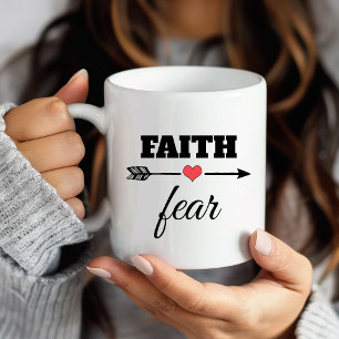 Mug Foi personnalisée plutôt que la peur Rouge Cœur Fl