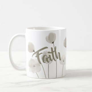Mug Foi Religieux Beige Aquarelle Fleur sauvage Floral