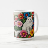 Mug Folk Art Cat and Flowers (Devant droit)