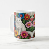 Mug Folk Art Cat and Flowers (Devant gauche)