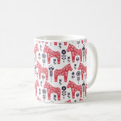 Mug Folk swedish horse floral seamless pattern.  (Devant droit)
