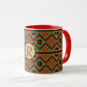 Mug Folklore Personnalisé Monogramme ROUGE VERT Co (Devant droit)