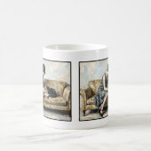 Mug Folle lisant un livre avec un chat noir Littératur (Centre)