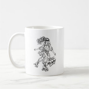Mug Fonce à Ma Manière – Fille au Rétro Patin à Roulet