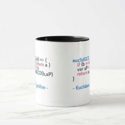 Mug Fonction d'algorithme euclidien| Extrait de code (Centre)