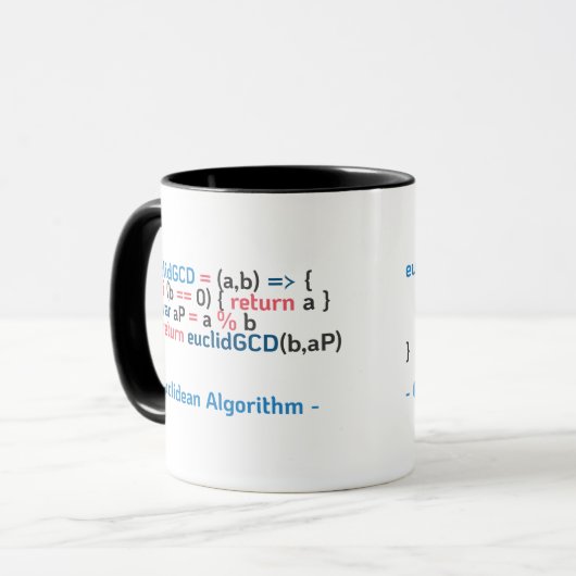 Mug Fonction d'algorithme euclidien| Extrait de code (Devant gauche)