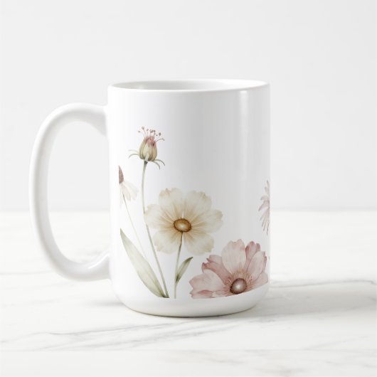 Mug Fond à l'aquarelle de bordure de fleurs sauvages d (Gauche)