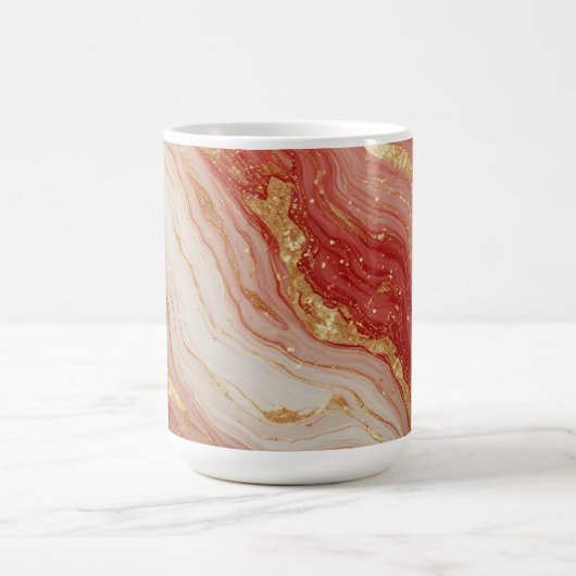 Mug Fond abstrait en marbre doré avec des tourbillons  (Centre)