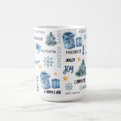 Mug Fond blanc avec Santa bleu et cadeaux (Centre)