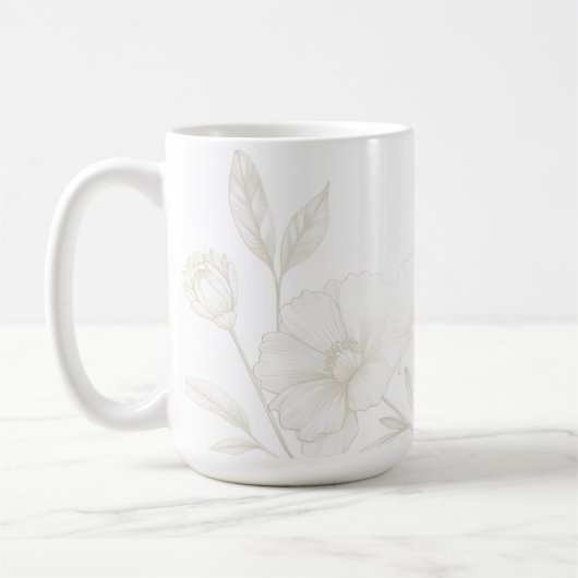 Mug Fond élégant de cadre d'art en ligne florale Boho (Gauche)